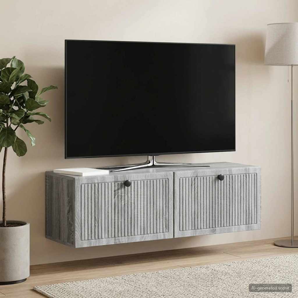 Wall-Mounted TV Cabinet Grey Sonoma 98 x 31 x 30 cm