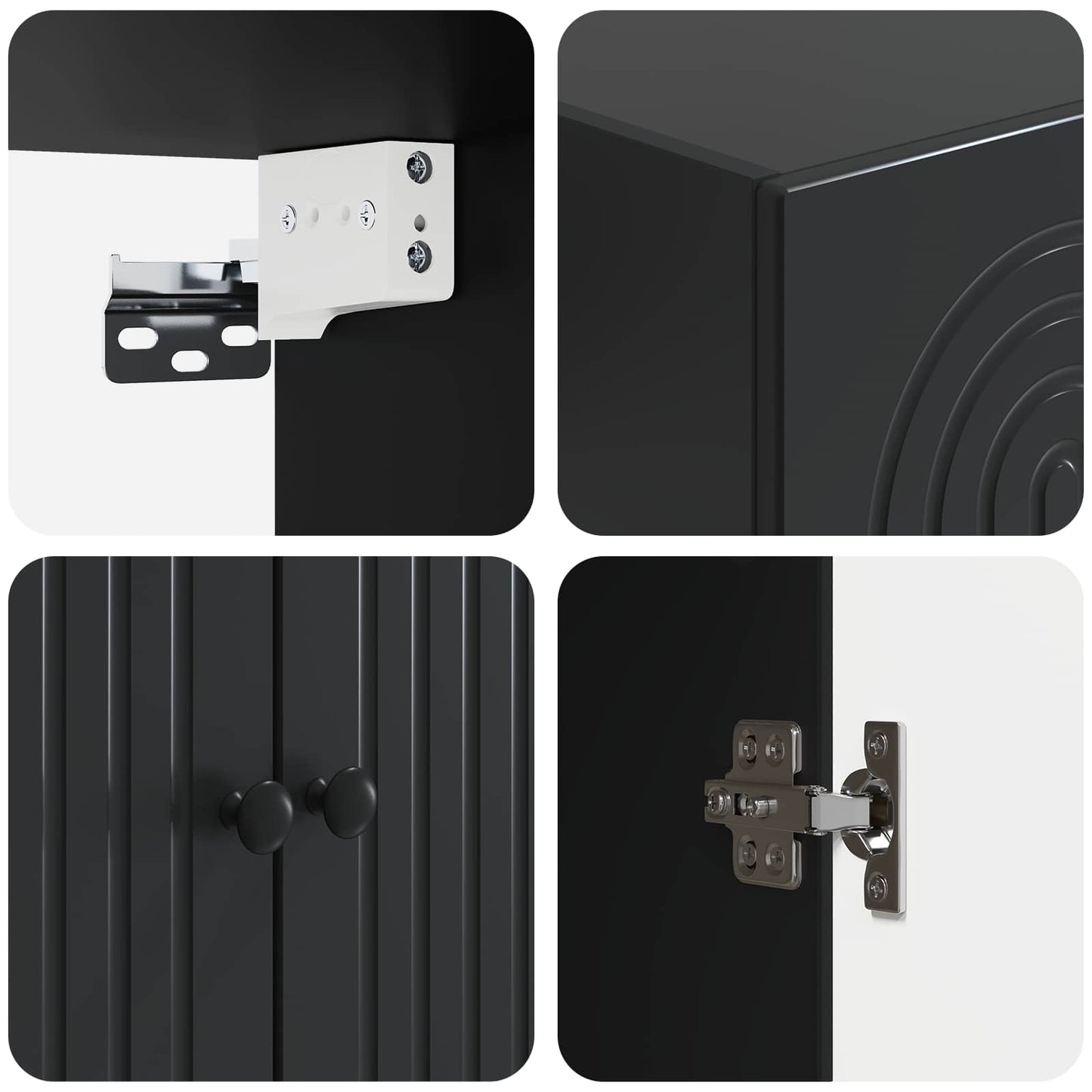 Wall-Mounted Cabinet Black 66 x 34.5 x 90 cm Engineered Wood