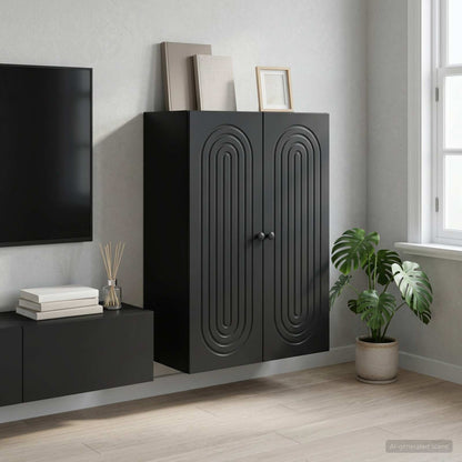 Wall-Mounted Cabinet Black 66 x 34.5 x 90 cm Engineered Wood