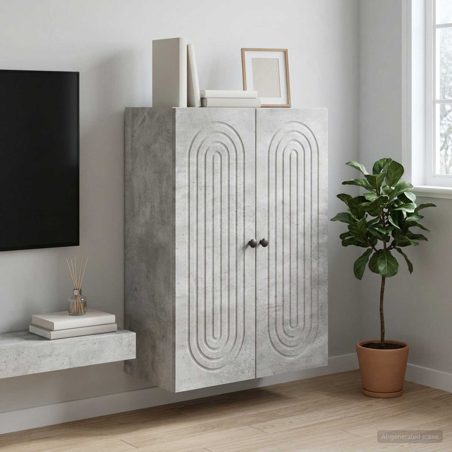 Wall-Mounted Cabinet Concrete Grey 66 x 34.5 x 90 cm