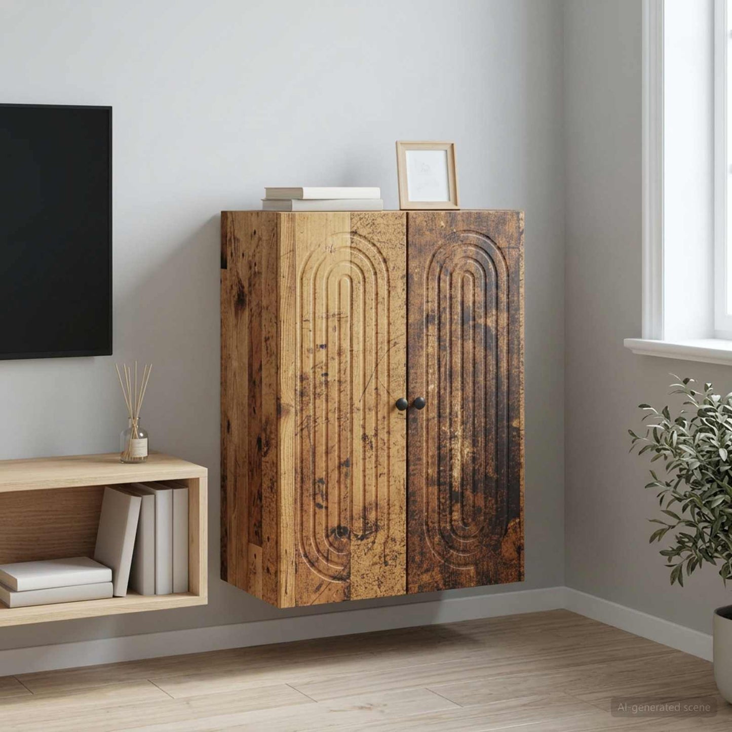 Wall-Mounted Cabinet Old Wood 66 x 34.5 x 90 cm Engineered Wood