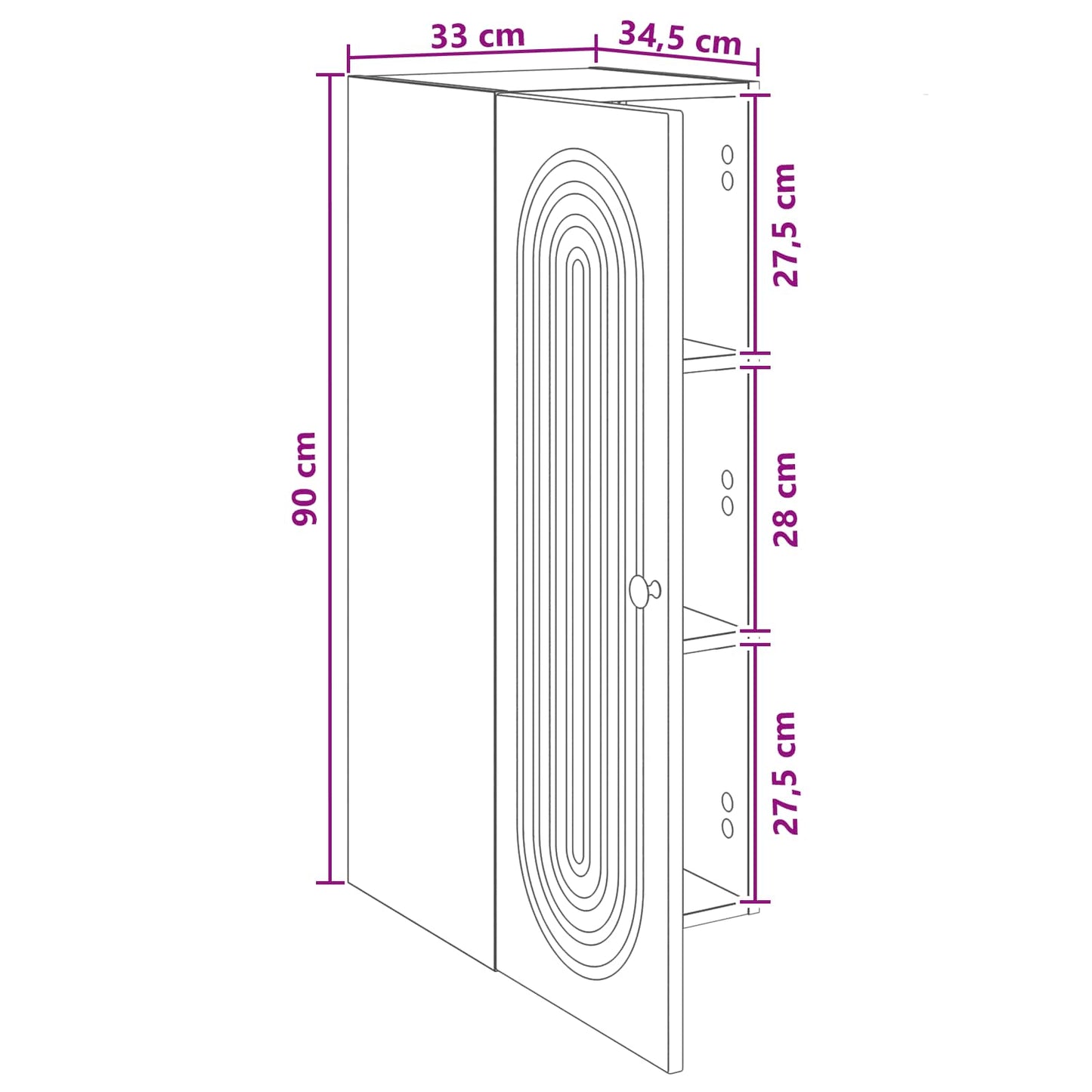 Wall-Mounted Cabinet White 33 x 34.5 x 90 cm Engineered Wood