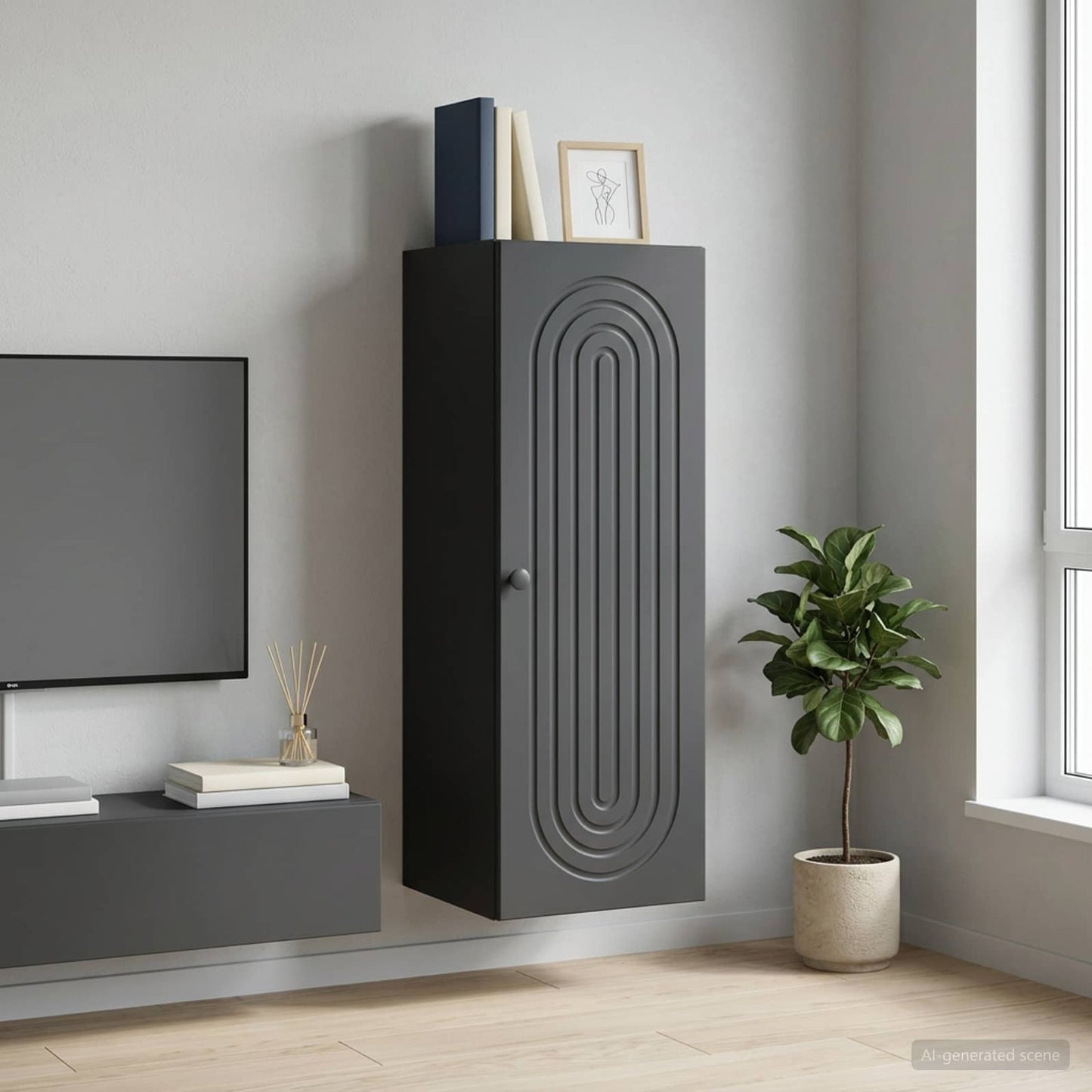Wall-Mounted Cabinet Black 33 x 34.5 x 90 cm Engineered Wood