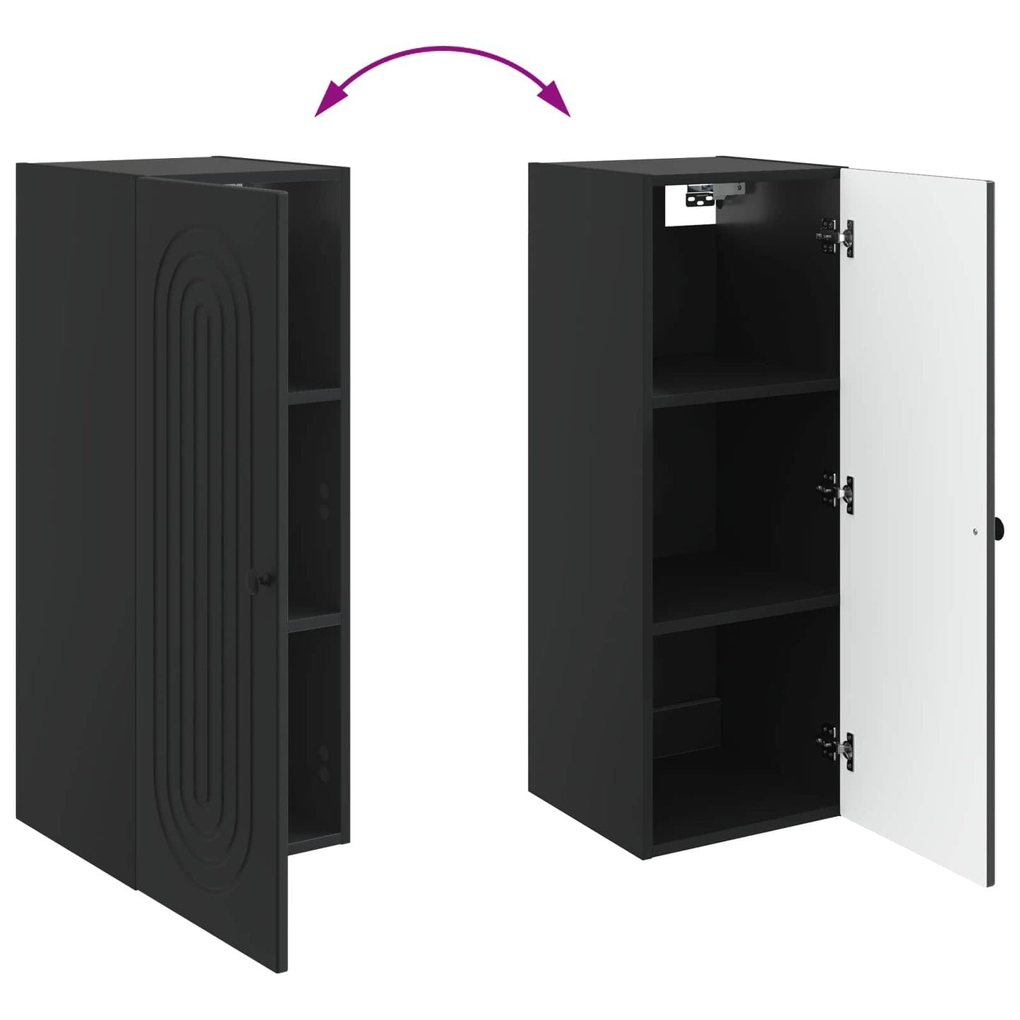 Wall-Mounted Cabinet Black 33 x 34.5 x 90 cm Engineered Wood