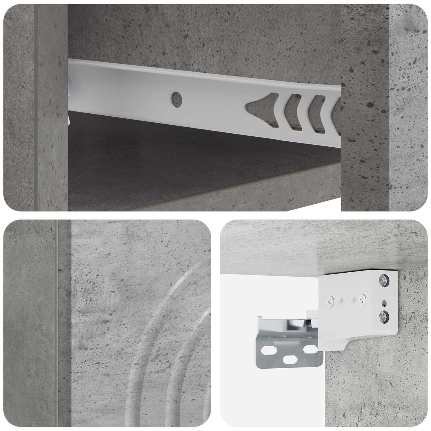 Wall-Mounted Bedside Cabinet 2 pcs Concrete Grey