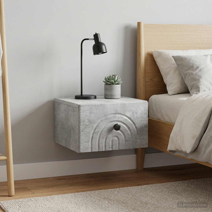 Wall-Mounted Bedside Cabinet 2 pcs Concrete Grey