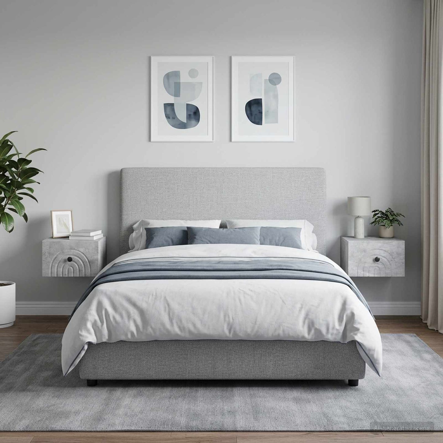 Wall-Mounted Bedside Cabinet 2 pcs Concrete Grey