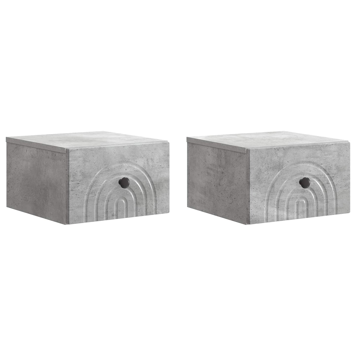Wall-Mounted Bedside Cabinet with Drawer 2 pcs Concrete Grey