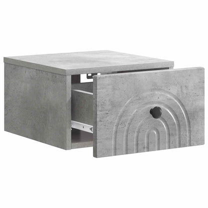 Wall-Mounted Bedside Cabinet with Drawer 2 pcs Concrete Grey