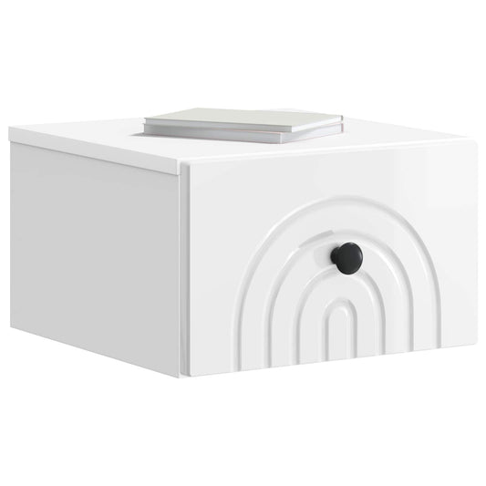 Wall-Mounted Bedside Cabinet High Gloss White 33 x 34.5 x 20 cm