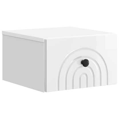 Wall-Mounted Bedside Cabinet with Drawer 2 pcs High Gloss White