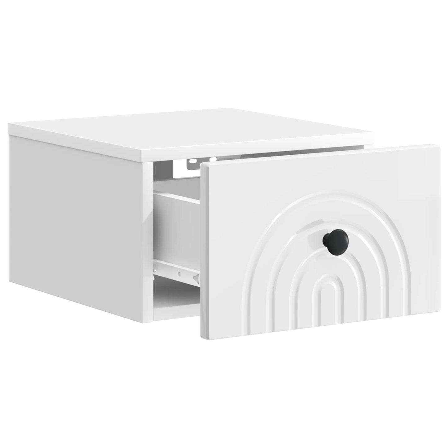 Wall-Mounted Bedside Cabinet with Drawer 2 pcs High Gloss White