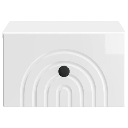 Wall-Mounted Bedside Cabinet with Drawer 2 pcs High Gloss White