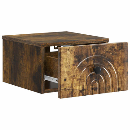 Wall-Mounted Bedside Cabinet Smoked Oak 33 x 34.5 x 20 cm