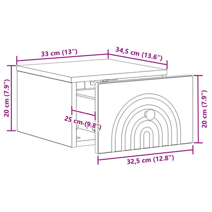 Wall-Mounted Bedside Cabinet Old Wood 33 x 34.5 x 20 cm