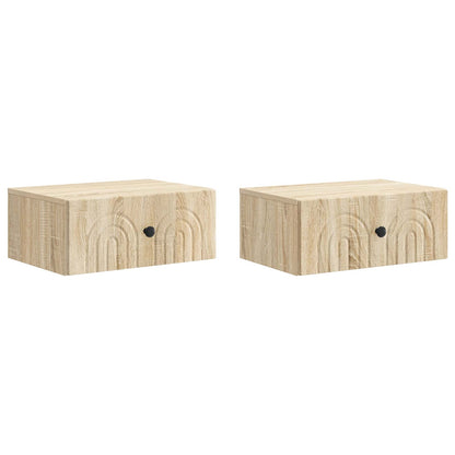 Wall-Mounted Bedside Cabinet 2 pcs Sonoma Oak 49 x 34.5 x 20 cm