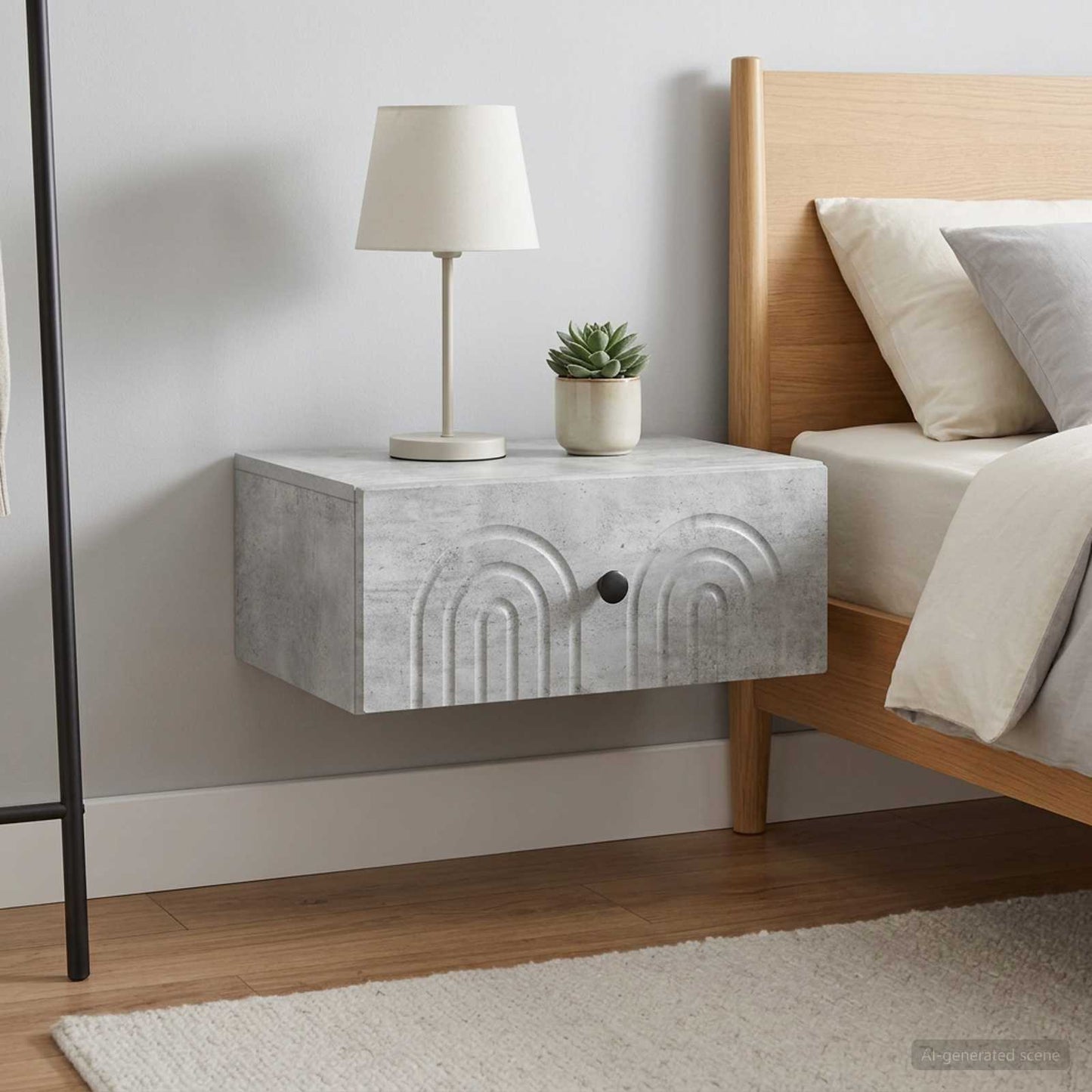 Wall-Mounted Bedside Cabinet with Drawer 2 pcs Concrete Grey