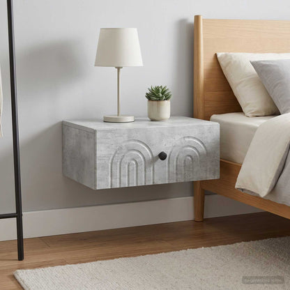 Wall-Mounted Bedside Cabinet with Drawer 2 pcs Concrete Grey