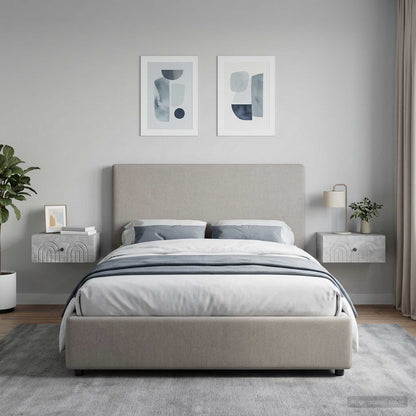 Wall-Mounted Bedside Cabinet with Drawer 2 pcs Concrete Grey