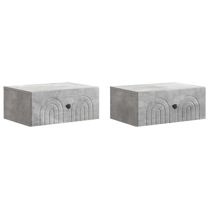 Wall-Mounted Bedside Cabinet with Drawer 2 pcs Concrete Grey