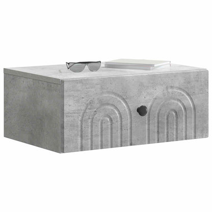 Wall-Mounted Bedside Cabinet with Drawer 2 pcs Concrete Grey