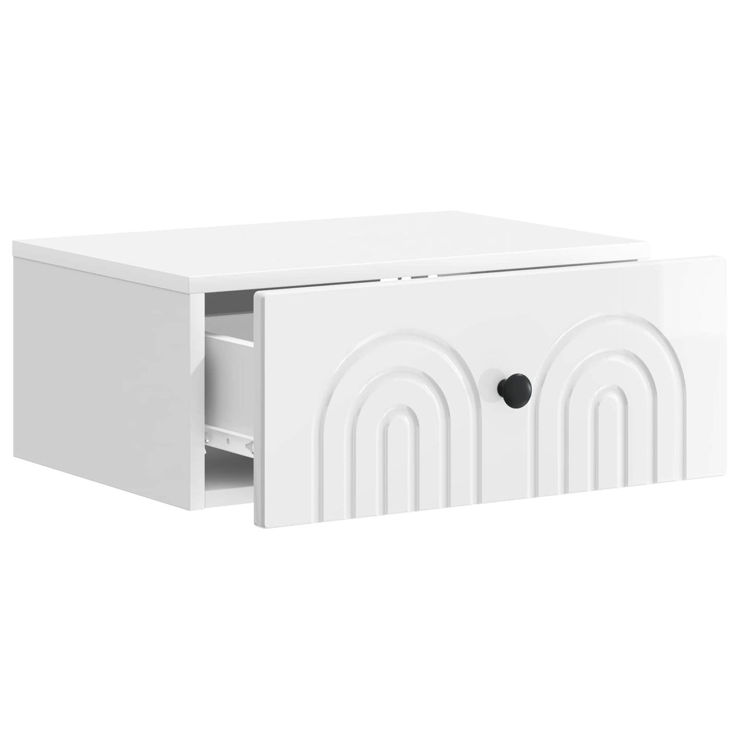 Wall-Mounted Bedside Cabinet High Gloss White 49 x 34.5 x 20 cm