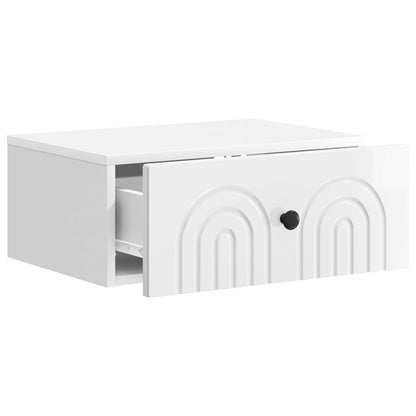 Wall-Mounted Bedside Cabinet High Gloss White 49 x 34.5 x 20 cm