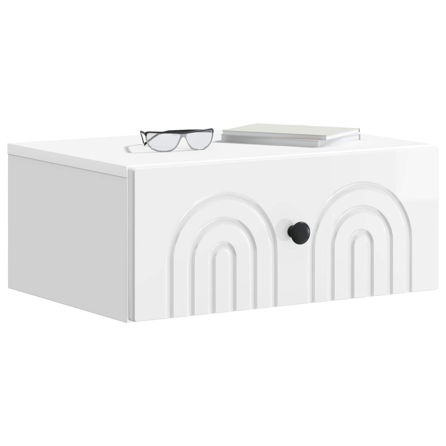 Wall-Mounted Bedside Cabinet High Gloss White 49 x 34.5 x 20 cm