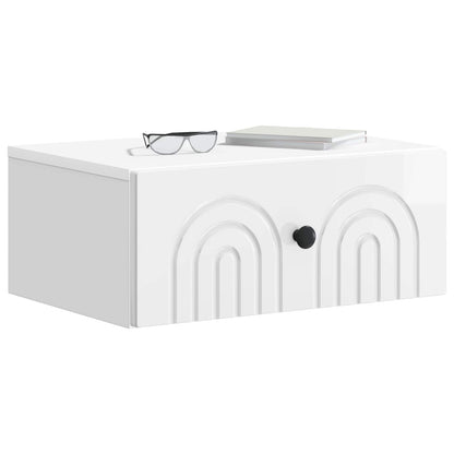 Wall-Mounted Bedside Cabinet High Gloss White 49 x 34.5 x 20 cm