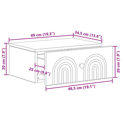 Wall-Mounted Bedside Cabinet High Gloss White 49 x 34.5 x 20 cm