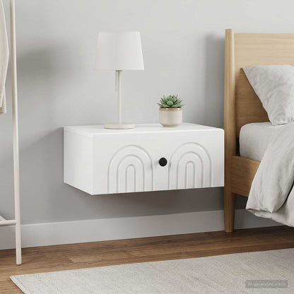 Wall-Mounted Bedside Cabinet with Drawer 2 pcs High Gloss White