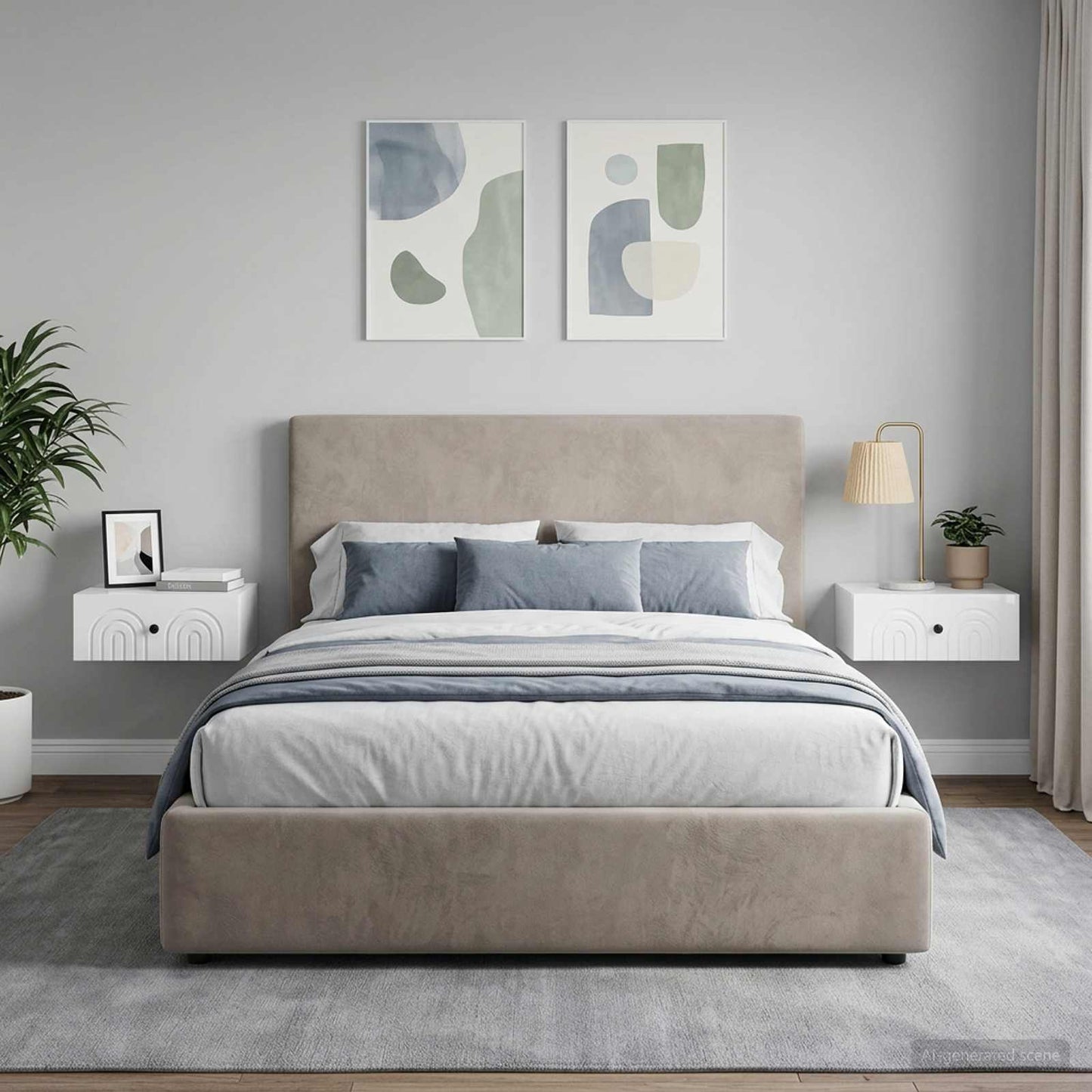 Wall-Mounted Bedside Cabinet with Drawer 2 pcs High Gloss White
