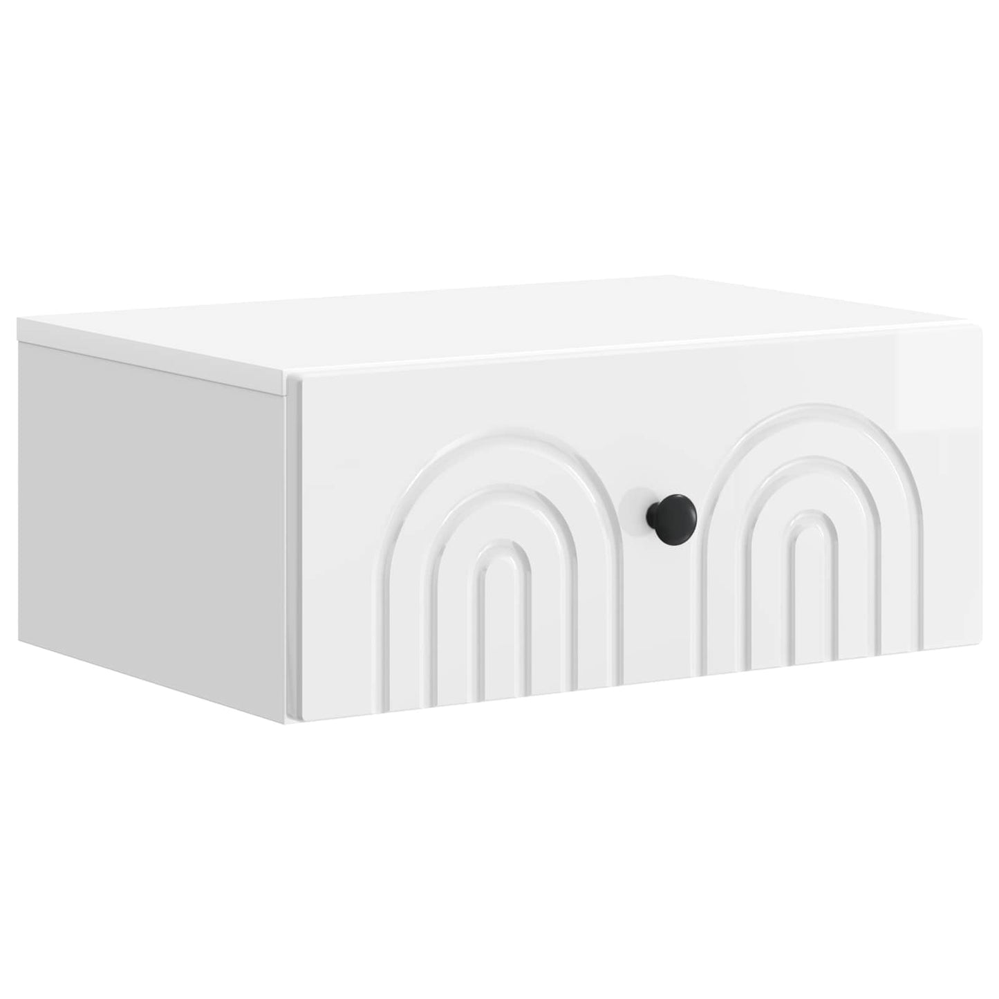 Wall-Mounted Bedside Cabinet with Drawer 2 pcs High Gloss White