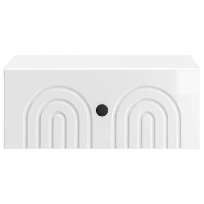 Wall-Mounted Bedside Cabinet with Drawer 2 pcs High Gloss White