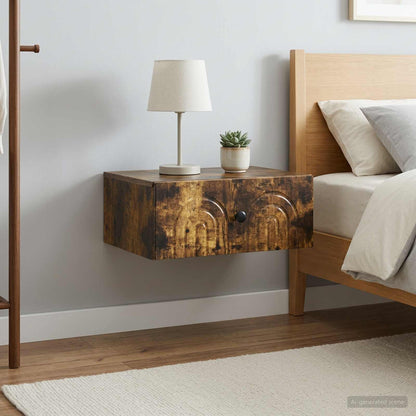 Wall-Mounted Bedside Cabinet 2 pcs Smoked Oak 49 x 34.5 x 20 cm