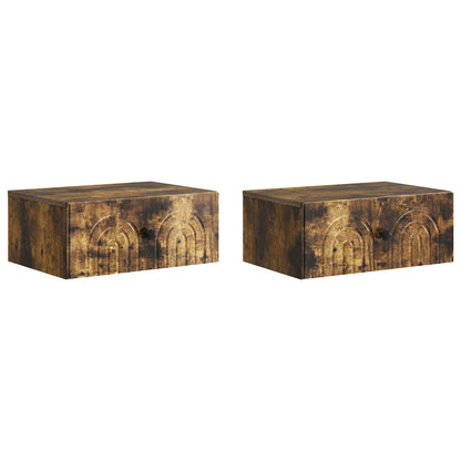 Wall-Mounted Bedside Cabinet 2 pcs Smoked Oak 49 x 34.5 x 20 cm