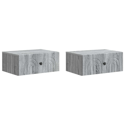 Wall-Mounted Bedside Cabinet 2 pcs Grey Sonoma
