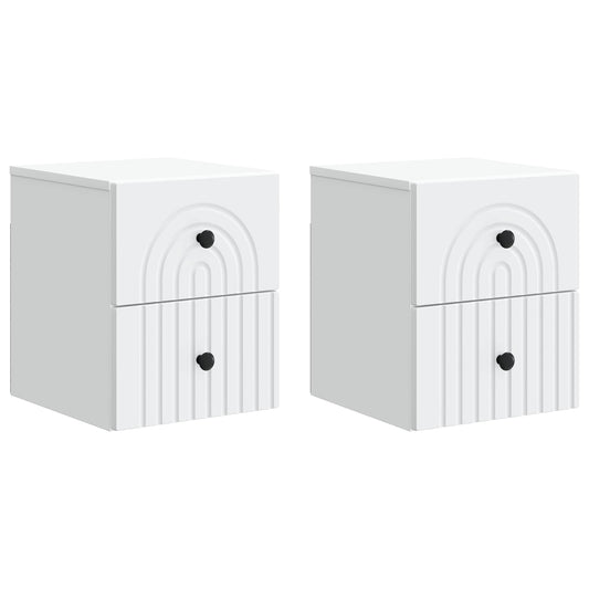 Wall-Mounted Bedside Cabinet 2 pcs White 33 x 34.5 x 40 cm