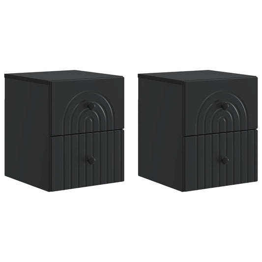 Wall-Mounted Bedside Cabinet 2 pcs Black 33 x 34.5 x 40 cm