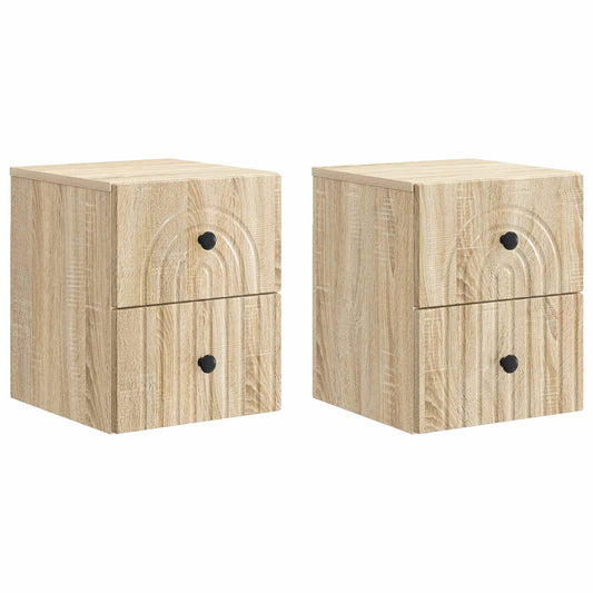 Wall-Mounted Bedside Cabinet 2 pcs Sonoma Oak 33 x 34.5 x 40 cm