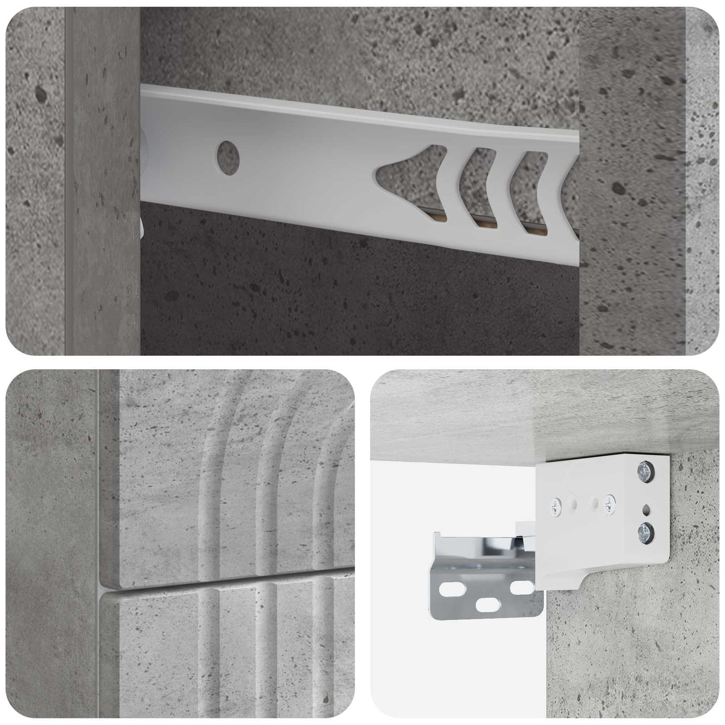 Wall-Mounted Bedside Cabinet with Drawer 2 pcs Concrete Grey
