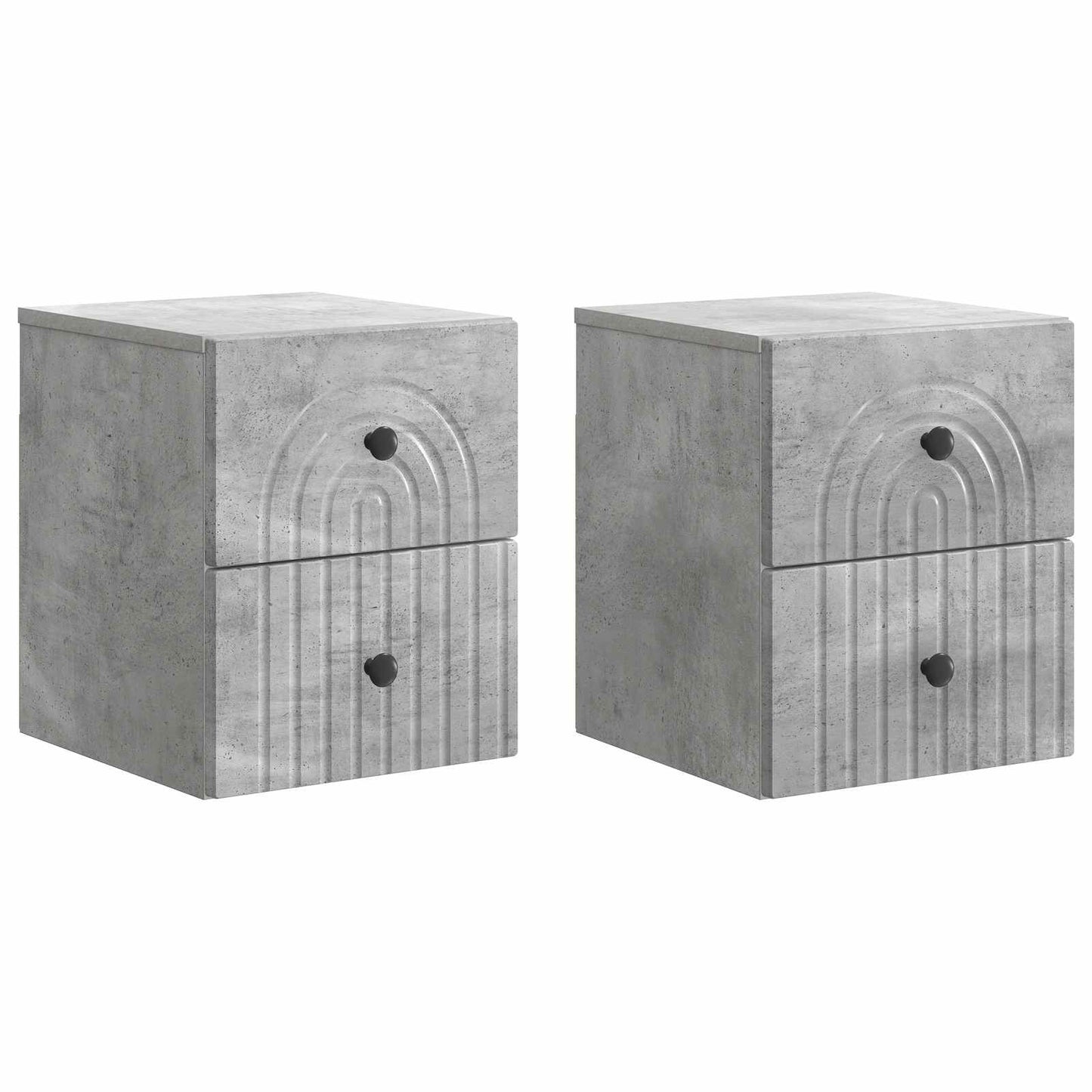 Wall-Mounted Bedside Cabinet with Drawer 2 pcs Concrete Grey