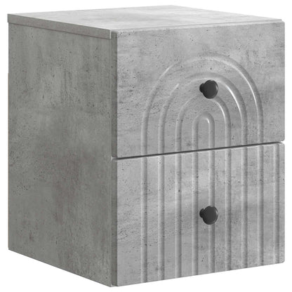 Wall-Mounted Bedside Cabinet with Drawer 2 pcs Concrete Grey