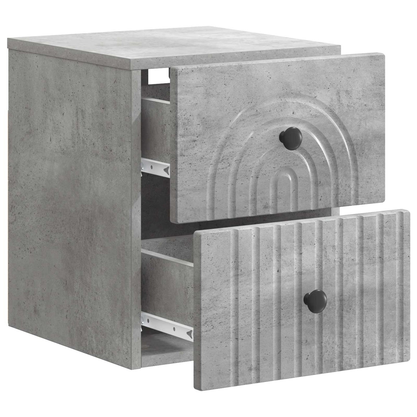 Wall-Mounted Bedside Cabinet with Drawer 2 pcs Concrete Grey