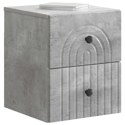 Wall-Mounted Bedside Cabinet with Drawer 2 pcs Concrete Grey