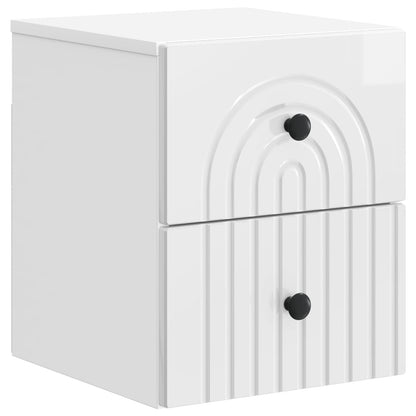 Wall-Mounted Bedside Cabinet 2 pcs High Gloss White