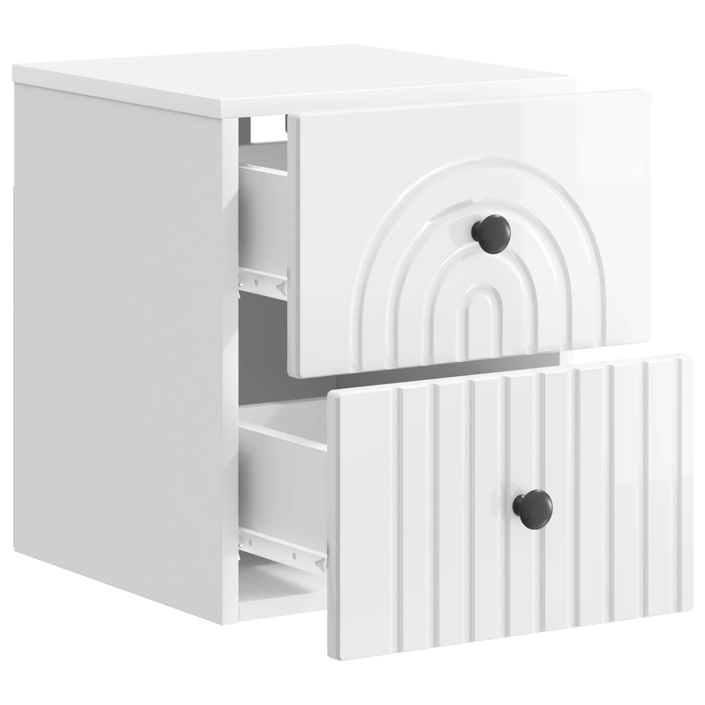 Wall-Mounted Bedside Cabinet with Drawer 2 pcs High Gloss White