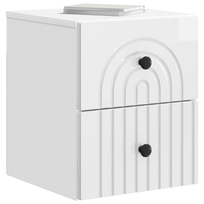 Wall-Mounted Bedside Cabinet with Drawer 2 pcs High Gloss White