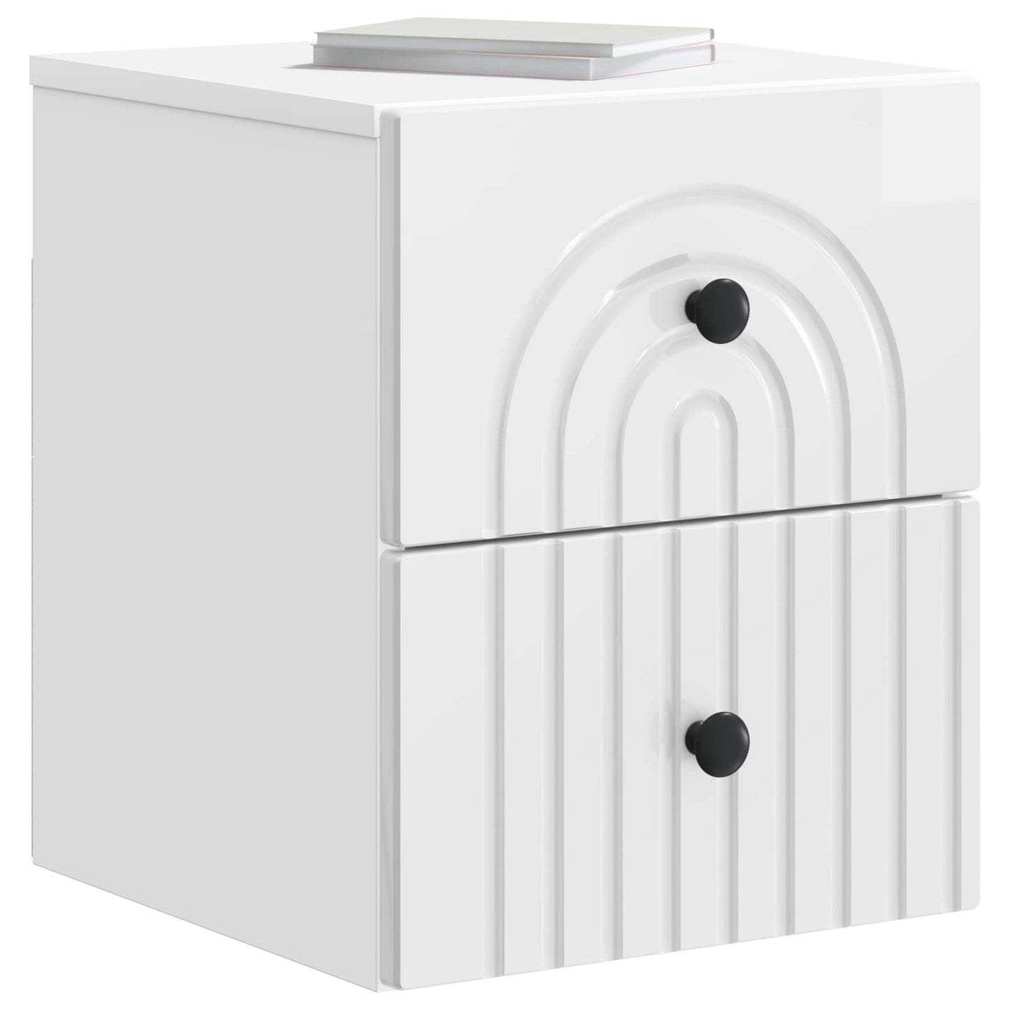 Wall-Mounted Bedside Cabinet 2 pcs High Gloss White