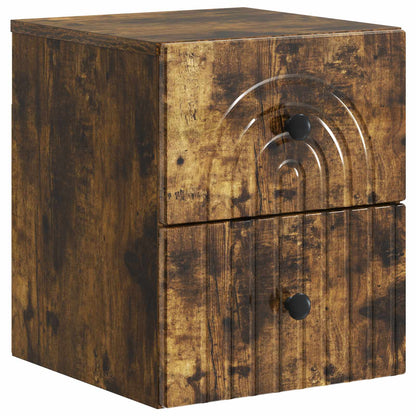Wall-Mounted Bedside Cabinet Smoked Oak 33 x 34.5 x 40 cm